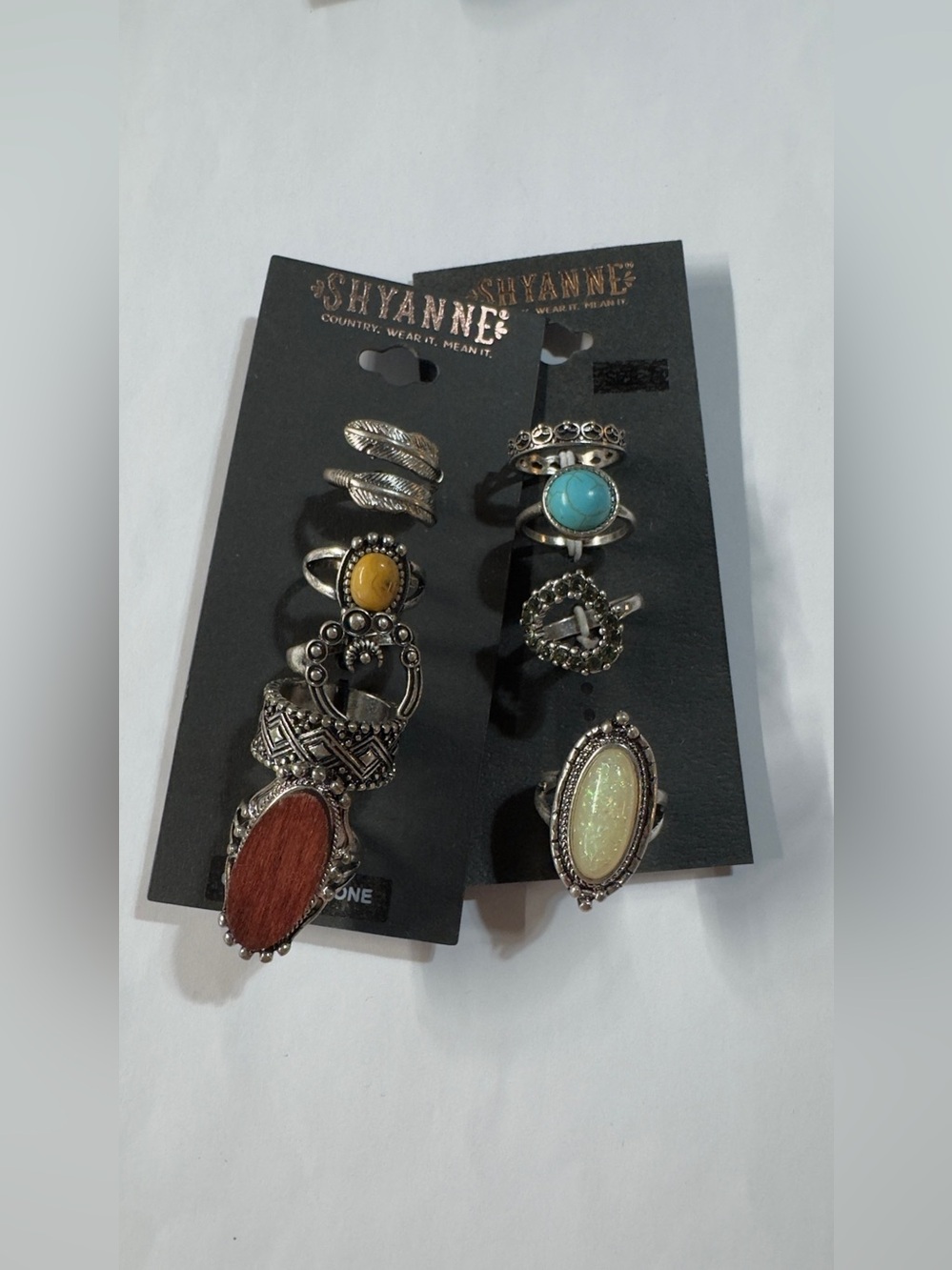 Ring size 6, 7, 8 & 9 Shyanne Boho Multi-Color Stone & Silver Ring Set